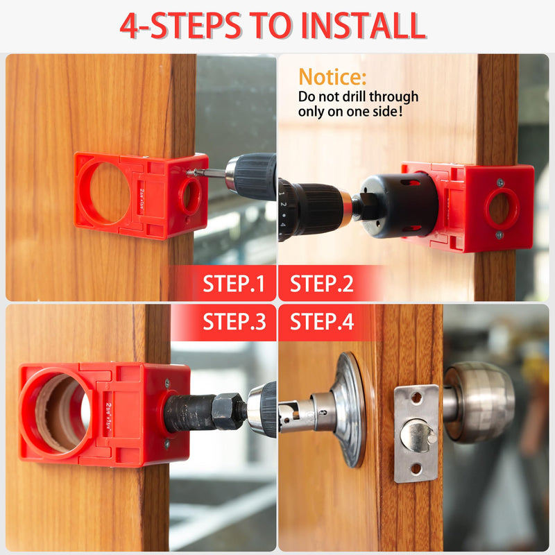 (5 Sets) RKK Door Lock Installation Kit, Door Lock Carbon Steel Hole Saw Set for Wooden Doors with Guide Template (5 Sets) 5 Sets