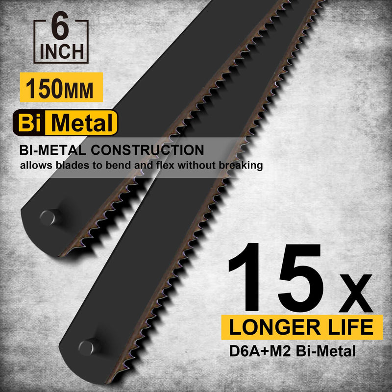 6in. Pro Bi-Metal HSS Mini Hacksaw Replacement Blades, Fine Finish Cut Hacksaw Blade Set 24 TPI 10 pk 6in. Blades