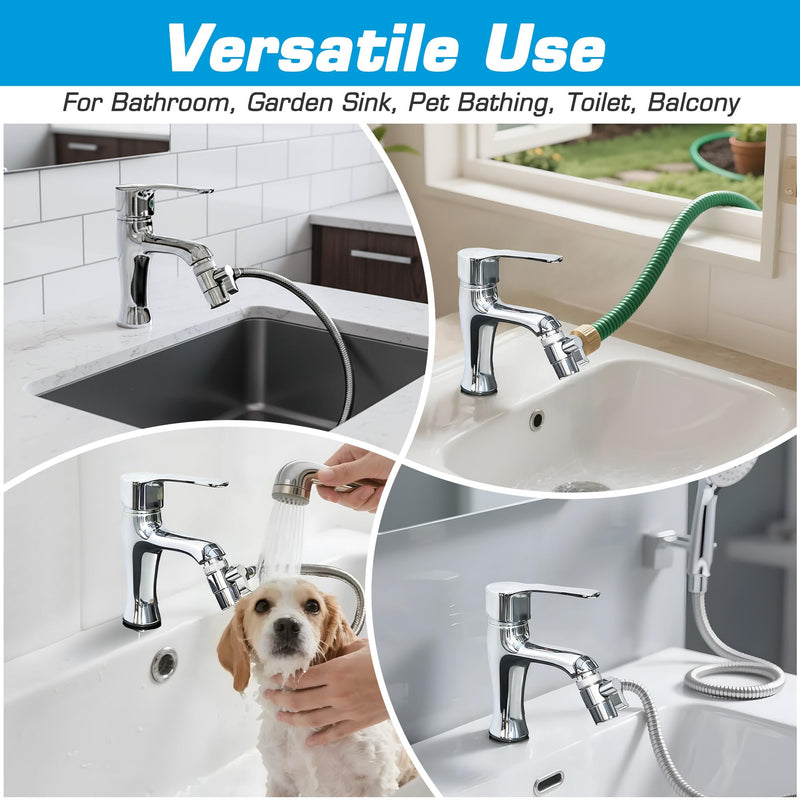 Dreyoo 3 Set Faucet Diverter Valve with Aerator include 55/64'', 15/16'', G1/2'' Hose Adapter, Each of Three, 3 Way Diverter Valve For Handheld, Garden Sink Faucet Splitter for Bathroom