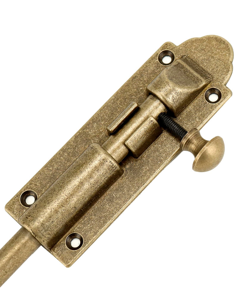 QWORK 10 Inch Solid Bronze Heavy Duty Cane Bolt Extra Wide Antique Style Sliding Bolt Latch for Double Doors, Sheds, Garages, and More Oil Rubbed Bronze Finish 2 Pcs