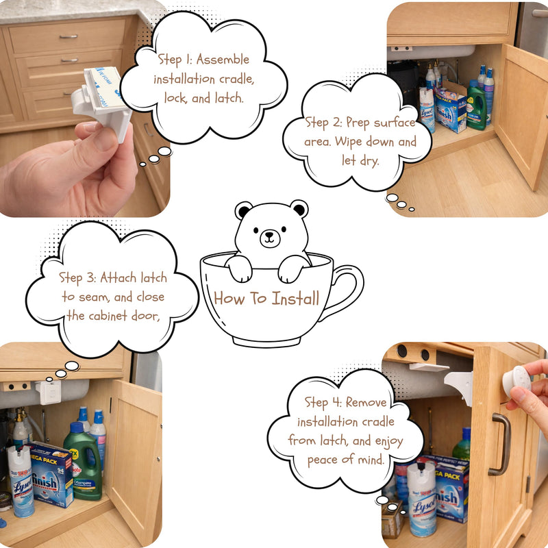 CozyCubz Magnetic Cabinet Locks Baby Proofing - 12 Locks + 2 Keys | Child Proofing Cabinet & Drawers | Invisible, No-Drill Child Safety Locks | Strong Hold, Easy Install, Damage-Free Child Proof Lock