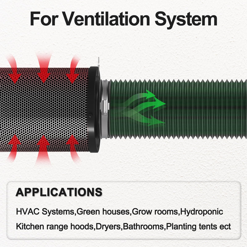 Dryer Vent Hose Flexible 4 Inch 8 Feet PVC Aluminum Foil Ducting Insulated Dryer Vent Hose for HVAC Ventilation with 2 Clamps (4in 8ft) 4in 8ft
