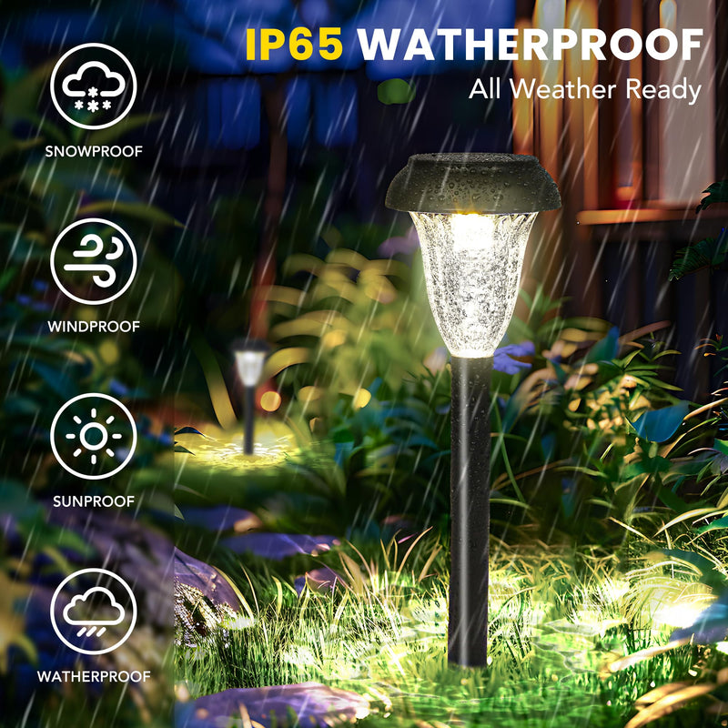 GIGALUMI 12 Pack Solar Lights Outdoor Waterproof, Cool White Pathway Lights Solar Powered, Landscape Lighting, Solar Garden Light for Decor, Patio, Garden, Yard, Pathways, Walkways Cold White