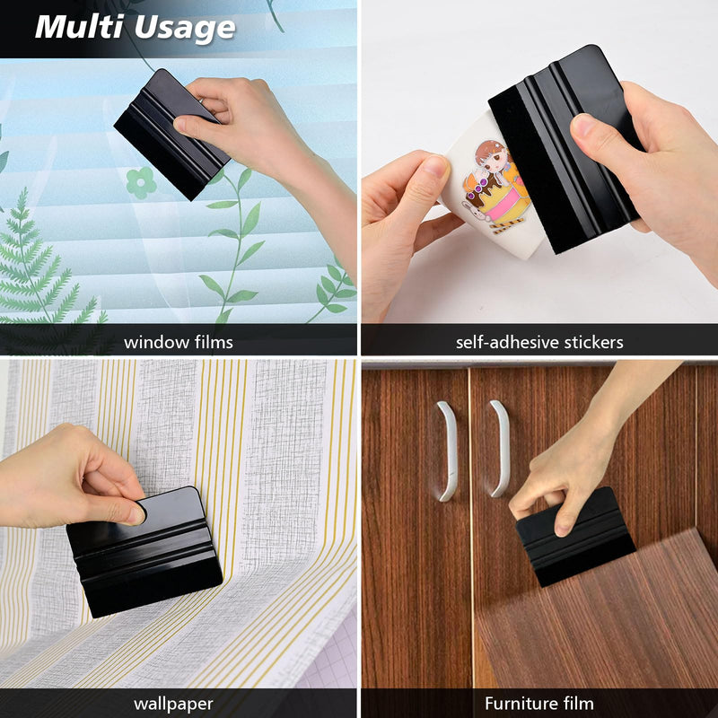 NEWISHTOOL Wallpaper Smoothing Tool Kit, Wallpaper Tools for Applying Peel and Stick Contact Paper Vinyl Film, Includes Big Smoothing Squeegee, Felt Scraper, Edge Tucking Stick, Craft Knife & Blades Set-01