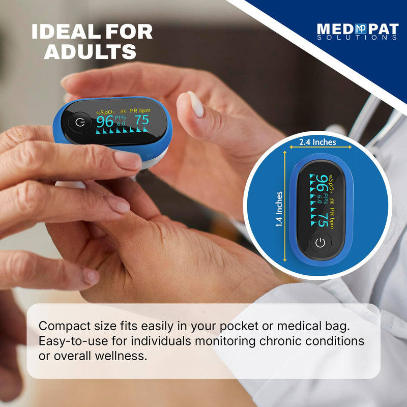 Med-Pat PX-1 Pulse Oximeter - Fingertip SpO2 Monitor - Accurate Oxygen & Pulse Readings - Portable for Home, Travel, Sports