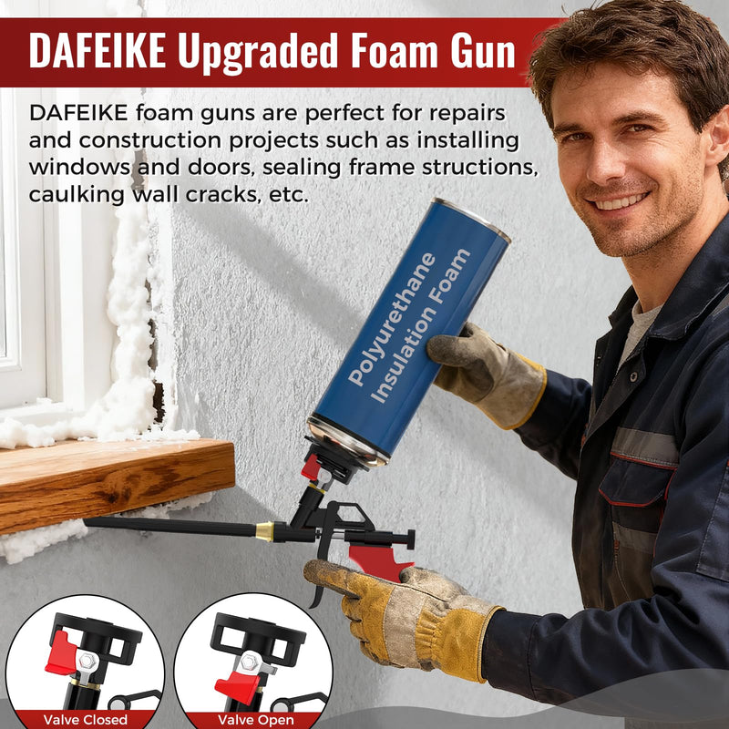 Detachable Spray Foam Gun Expanding Foam Gun Upgraded Teflon Pro Foam Dispensing Gun Insulating Foam Sealant Gun Pu Foaming Applicator for Insulation, Red