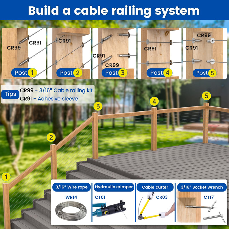 [Patent] Muzata 20Pack 3/16" Cable Railing Hardware Swage Lag Screw CR99 3/16 Inch 20p swage type