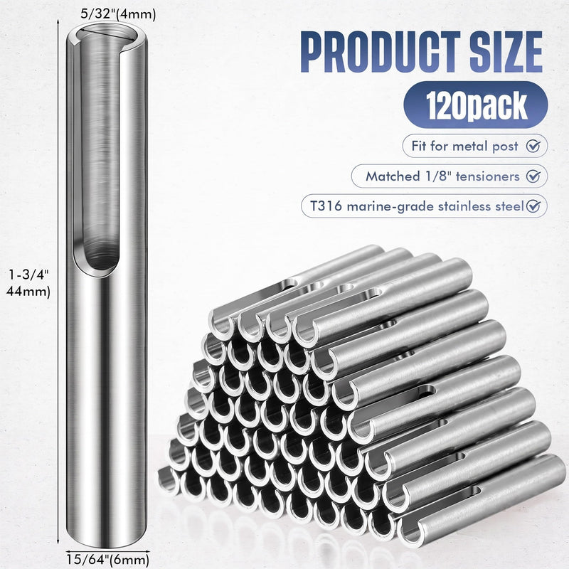 Yaocom 120 Pack 316 Stainless Steel Invisible Cable Railing Kit, 1/8''