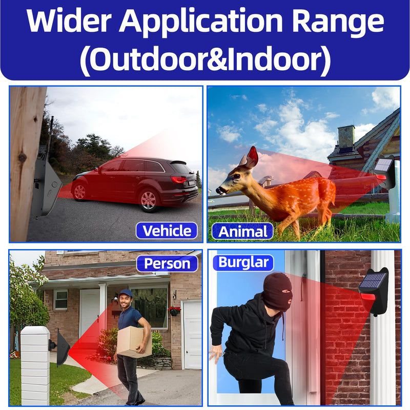 Solar Driveway Alarms Wireless Outside Weatherproof Motion Sensor & Detector for 1000ft Long Range, No Need Replace Batteries Security Car Alert System Monitor and Gate Alarm System