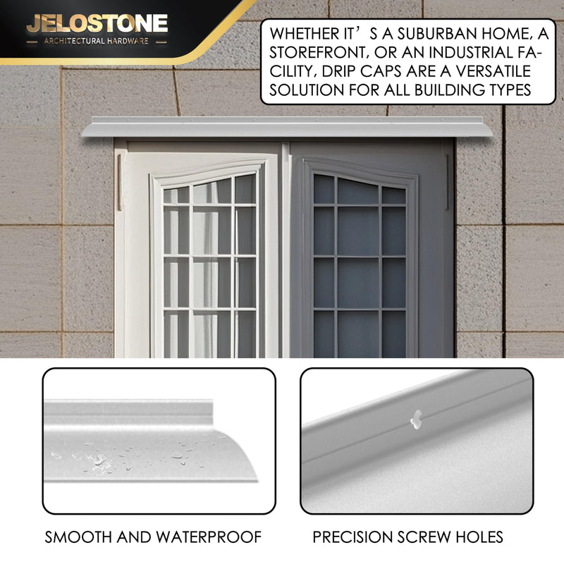 40" L x 2.5" W Commercial Grade Door Rain Drip Guard(Aluminum) - UL Rated Over Door and Window Drip Cap Rain Deflector - Drip Edge Roof Rain Diverter Guards House - JS-346RD, Clear Anodized