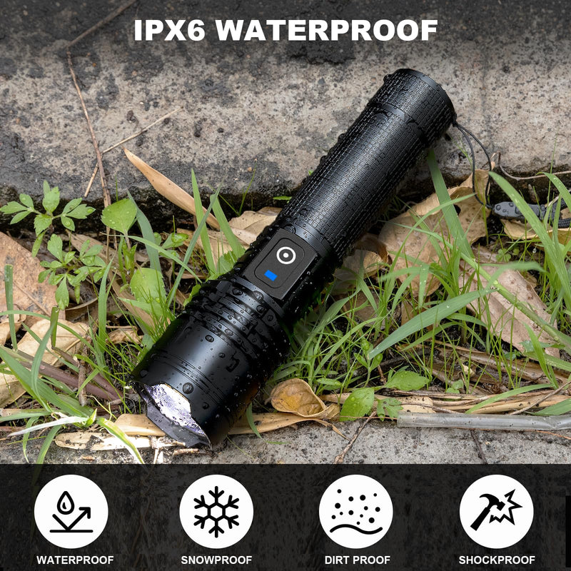 3Pack Flashlights High Lumens Rechargeable, 99000 Lumens Super Bright Led Flashlight with 5 Modes & Waterproof, Powerful Handheld Flashlights for Home Camping Emergencies