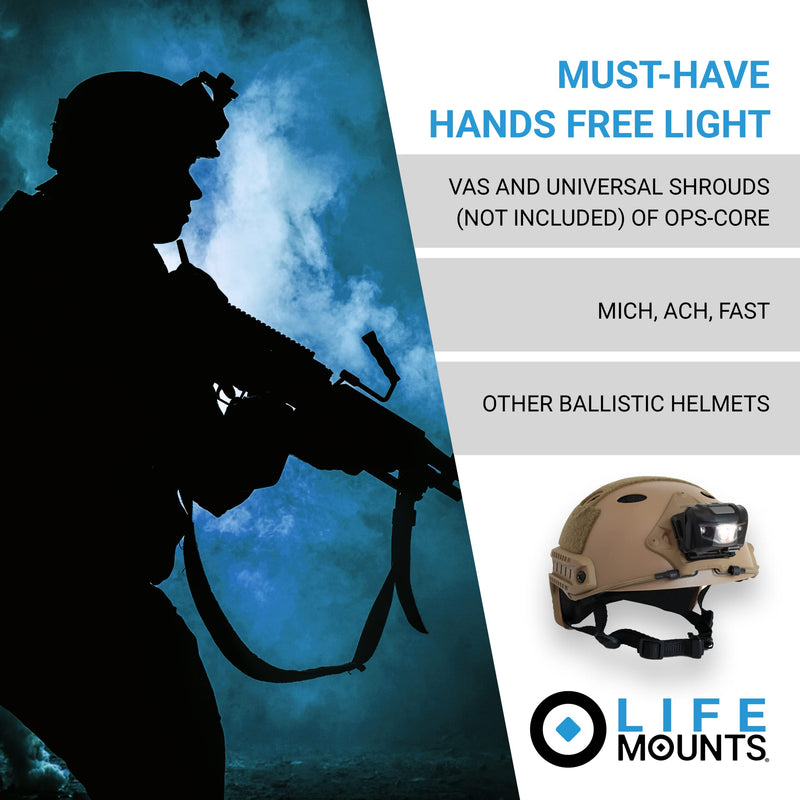 Life Mounts LED Tactical Helmet NVG Shroud Mounted Light Gray