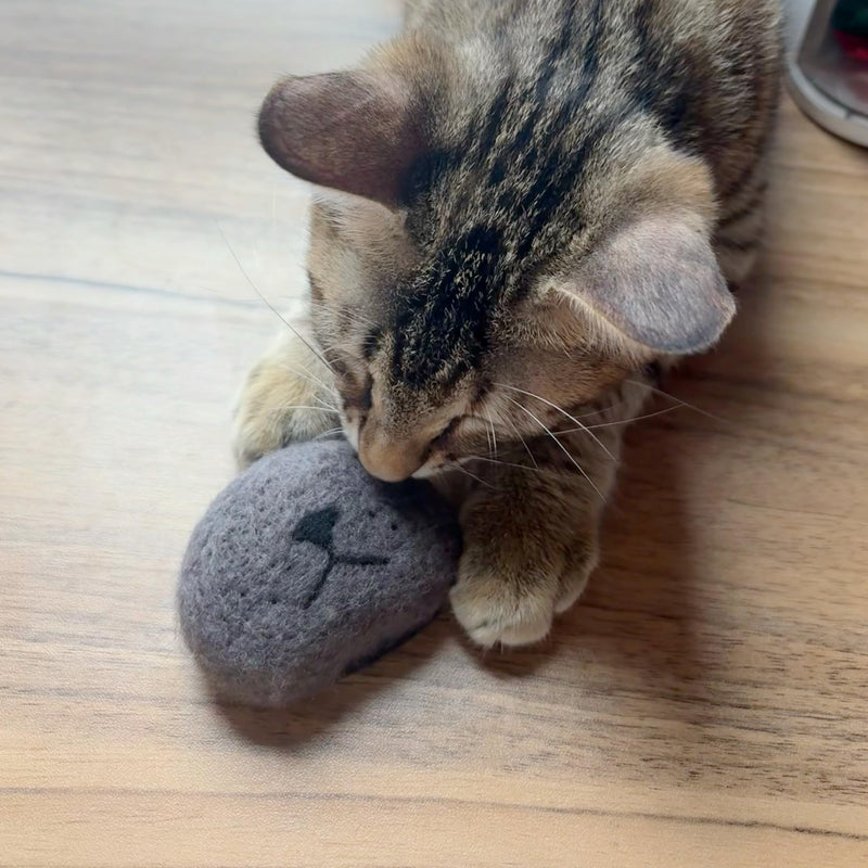 Cat Whiskers Collection,Cat Memorial Fridge Magnet,Handmade Wool Cat's Nose Shape Pet Beard Holder,Collector for cat Whiskers All Gray