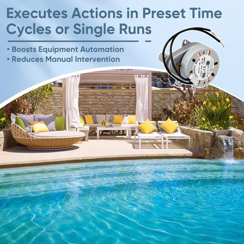 18743 Timer Motor Replacement Compatible with Fleck 5600 2500 2510 2750 3200 9000 9100 9500 Control Valve with 11384 Mounting Screw, 120V 60Hz 3W Time Motor Replace 18743-1, 13400, 13944