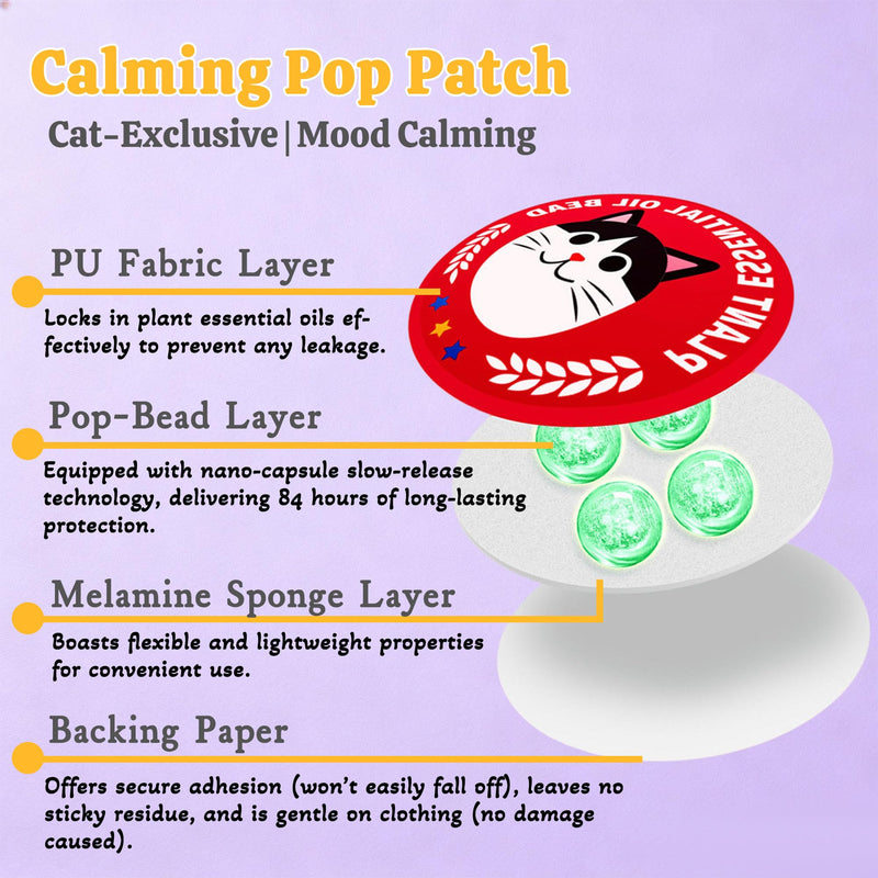 xcivi Pop Patch for Cat Calming Diffuser, Cat Anxiety Relief Stress Reduction, Cat Calming Pheromones Help Anxiety, Enhanced Calming, Cat Calming Patches for Travel, Car & Home Use