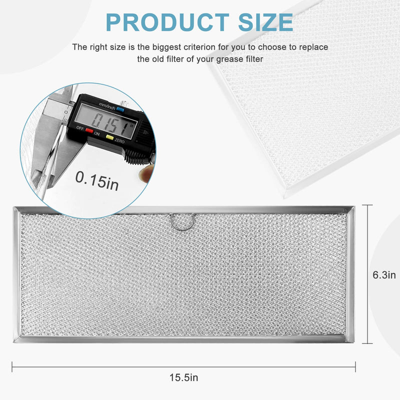 Fits for Jenn.Air 71002111 Downdraft Range Hood Grease Filter by AMI PARTS - Microwave Oven Aluminum Mesh Grease Filter 15 5/8" x 6 3/8" (2-Pack)