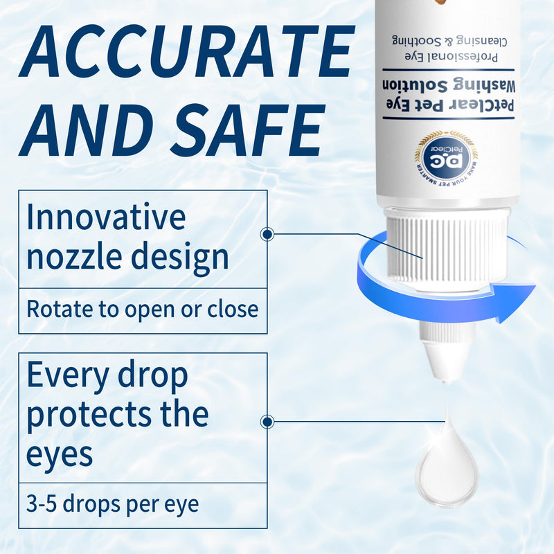 Dog Eye Drops, Contain Blueberry Extract, Removes Tear Stains and Secretions, Supports and Prevents Eye Problems, Suitable for Cats & Dogs, 1 Bottle (2.03 fl. oz in Total) 1 Bottle (2.03 fl. oz in total)