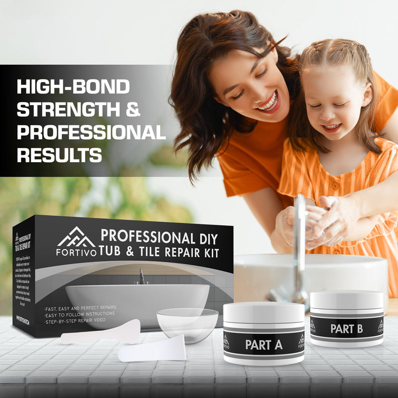 White Porcelain Repair Kit, Fiberglass Tub Repair for Sink, Shower, Countertop, and Tile - Acrylic Tub and Cracked Porcelain Sink Repair White