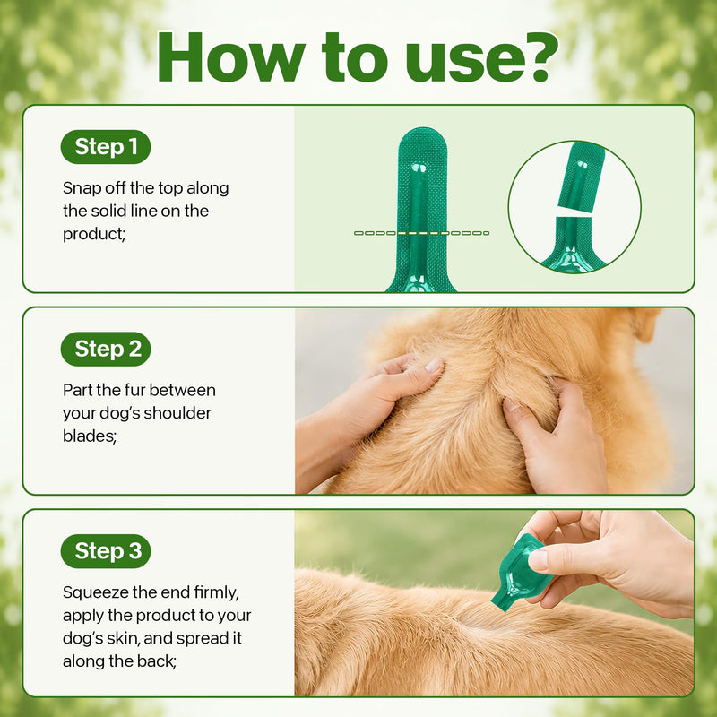 Flea and Tick Prevention for Small Dogs, Waterproof Topical Dog Flea and Tick Fast-Acting at Home, 6 Doses Control for Dogs 5-22 lbs