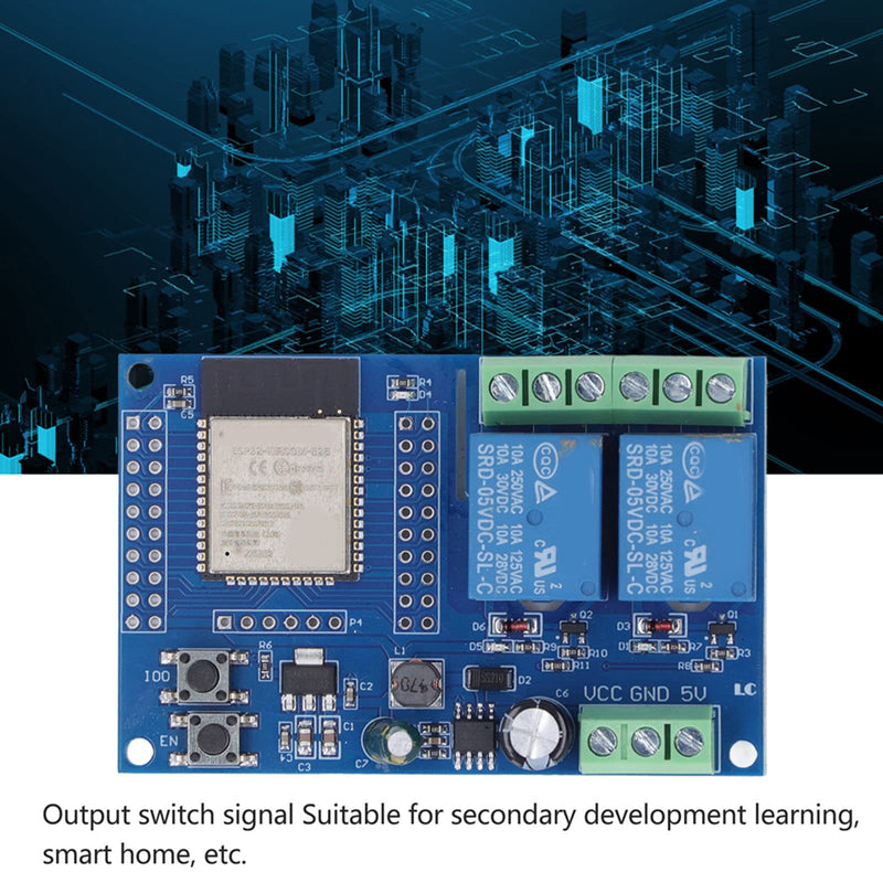 2 Channel 5V Relay Module ESP 32 4M Byte Flash Large Capacity Programmable Relay Board for Secondary Development Learning DC5-60V