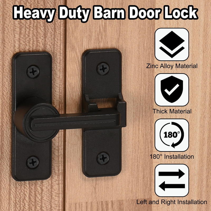 uxcell Barn Door Lock Latch, 180 Degree Sliding Barn Door Locks, Security Gate Latches for Barn, Gate, Garden, Cabinet, Closet, Window, Black