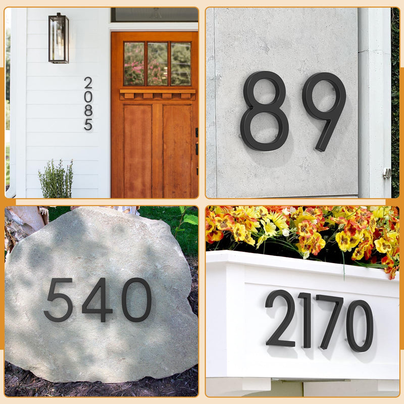 6 Inch Floating House Numbers for Outside, Metal Address Numbers for Outdoor, Anti-Rust Modern House Numbers with Nail Kits for Front Door Garden Mailbox, Zinc Alloy Black, 911 Visibility Signage (Black 01) Black 01