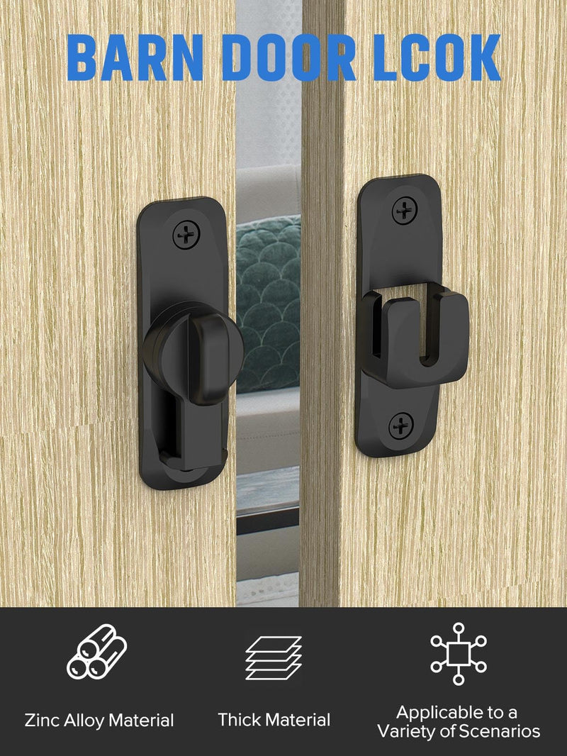 90/180 Degree Flip Barn Door Lock, Protect Privacy - Security Door Latch, Small Gate Latches Hardware for Barn, Garden, Bathroom, Cabinet, Window, Sliding Door (Black-1PC) Black-1PC