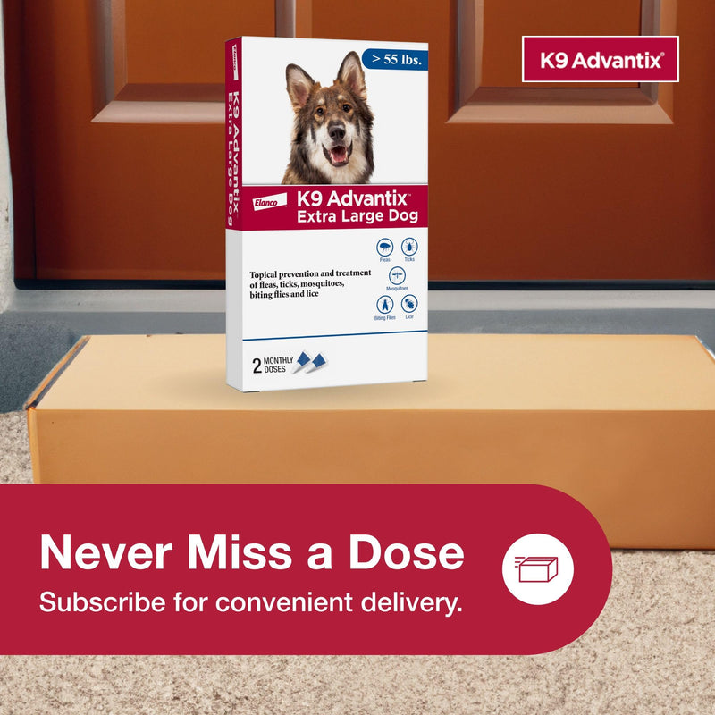 K9 Advantix Flea, Tick & Mosquito Prevention for Dogs Over 55 lbs. | Flea Drops for Extra Large Dogs | Apply Monthly | 4 Treatments (Pack of 2) 4 Dose (Pack of 2)
