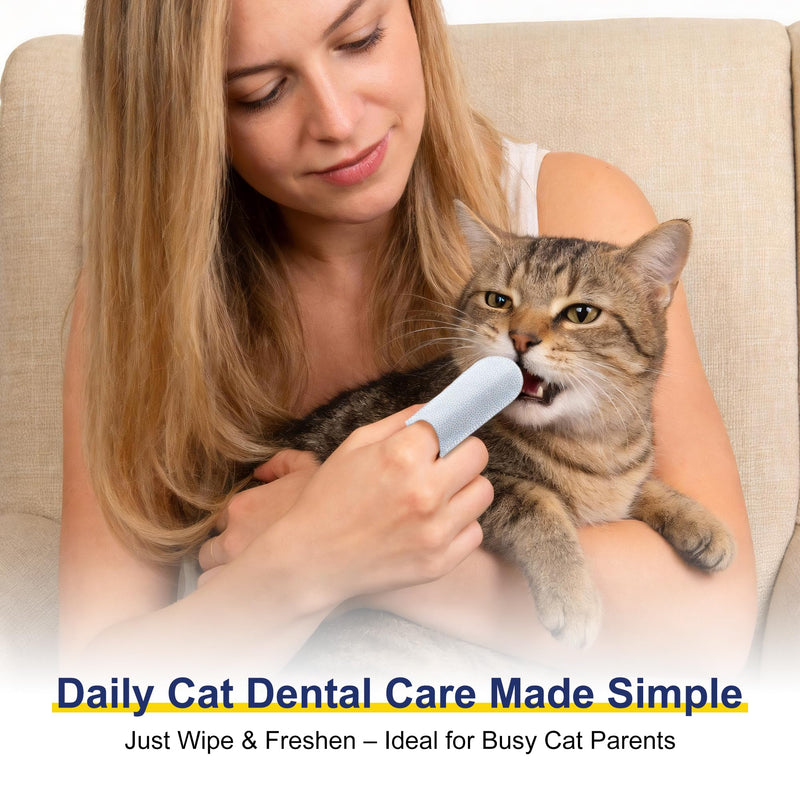 Dental Finger Wipes For Cats, Triple Enzyme & Probiotic Formula, Plant-Based Fragrance-Free Gentle Oral Cleaner, Soothe Delicate Gums, Remove Plaque Bad Breath, Kittens Oral Care Supplies, 50 Pcs