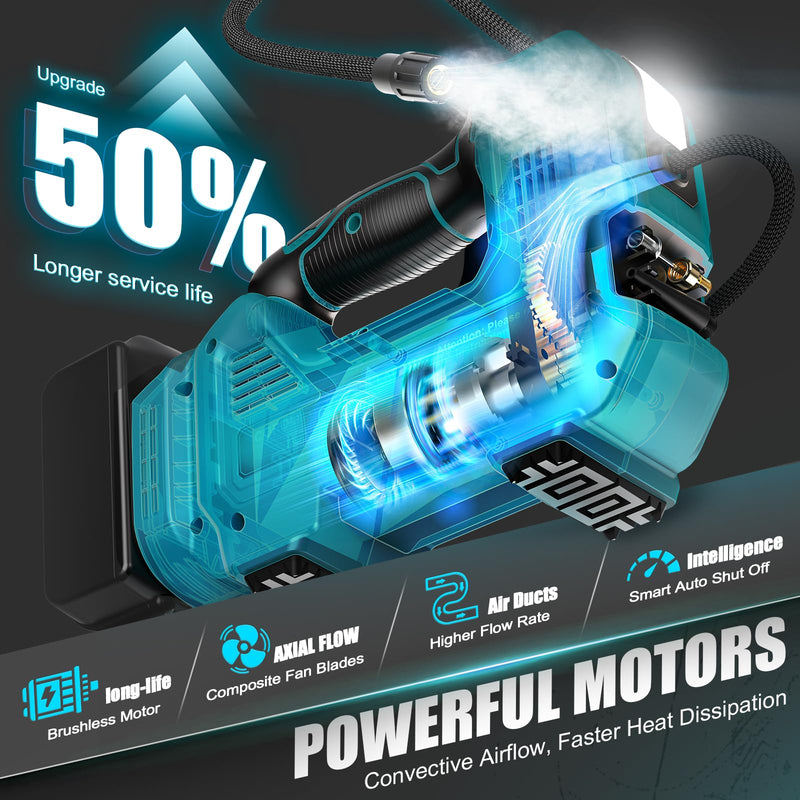 DIYtoolifz 160PSI Cordless Tire Inflator Compatible with Makita 18V Battery Blue-compatible With Makita