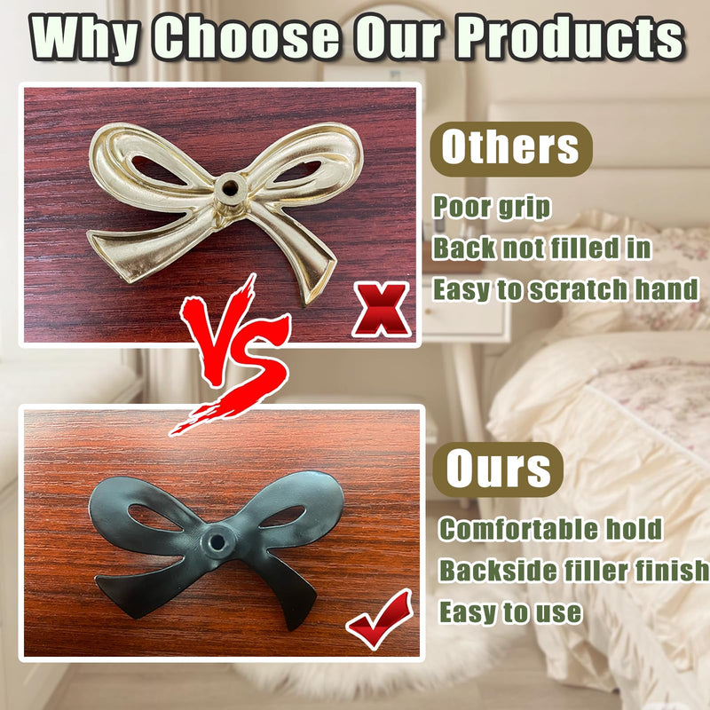 8 Pcs Black Bow Cabinet Knobs Vintage Bow Shape Cabinets Handle with Screws Bow Tie Dresser Knobs Bow Shaped Drawer Cupboard Pulls Suitable for Wardrobe Drawers Storage Cabinets Bookcases (Black-8Pcs) Black-8Pcs