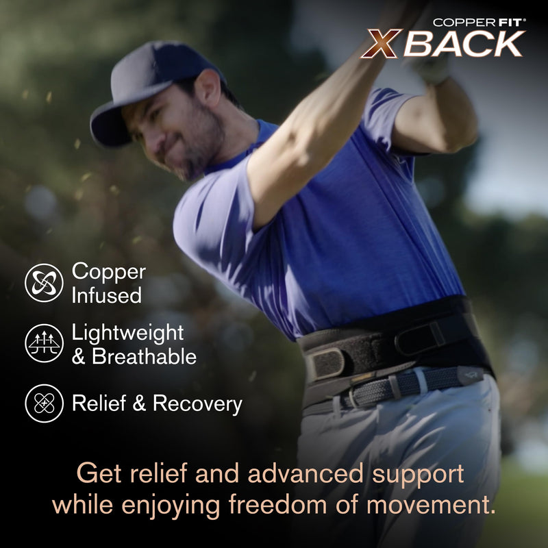Copper Fit X-Back Brace for Lower Back Pain, Lumbar Support, Herniated Disc, Sciatica, Arthritis – Adjustable, Breathable Design - for Men and Women (Large/XLarge) Large/XLarge (36"-48")