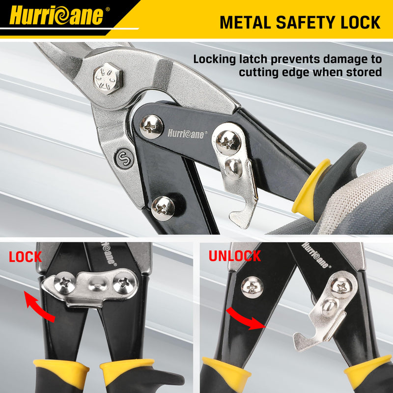 HURRICANE 10 Inch Aviation Tin Snips, Heavy Duty Metal Cutter Shears for Cutting Sheet Metal, Straight Cut, Chrome Vanadium Steel 10 Inch Regular Straight Cut