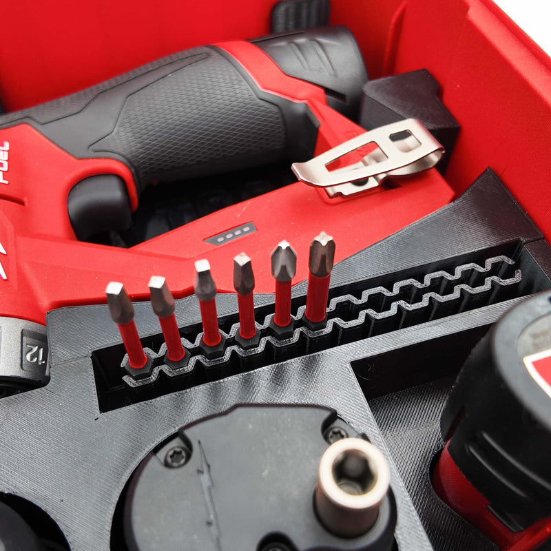 Tidy Tool Insert for Milwaukee M12 Installation Drill 2505-20 – Fits Packout Compact Organizer 48-22-8435 – All 4 Attachments & Battery Storage Liner Only