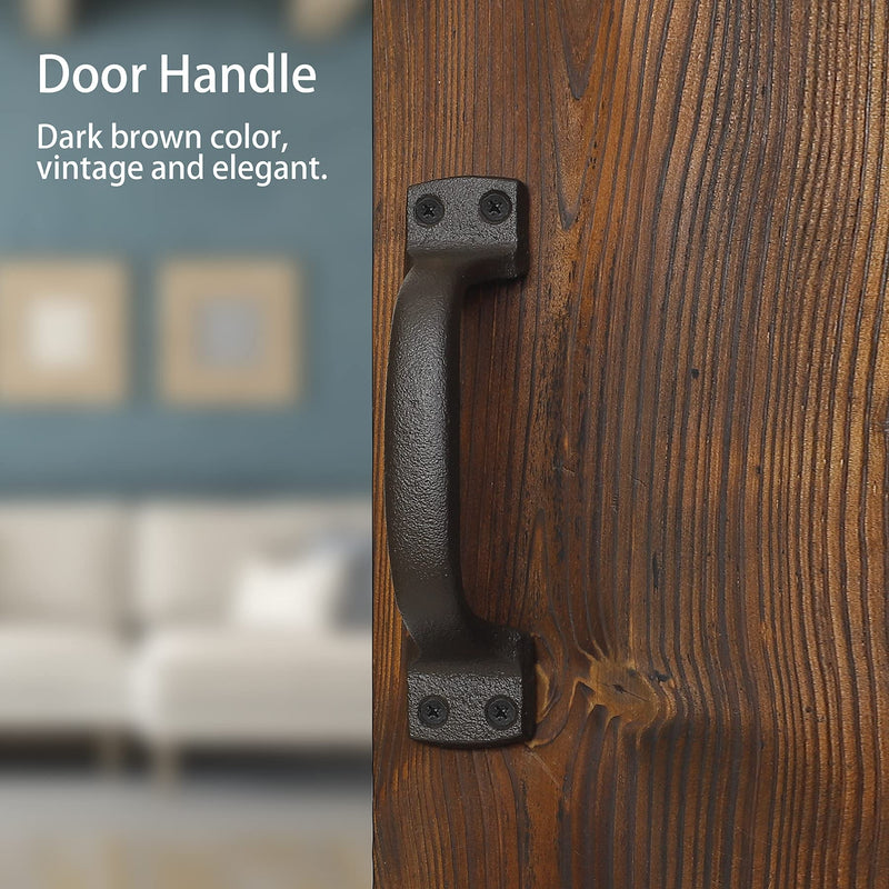 Barn Door Pulls Handles Heavy Solid Cast Iron Gate Handle, 7inch Metal Hardware for Sliding Barn Door Gate Fence Door Drawer Garage - Dark Brown 2 Pack Rustic Dark Brown