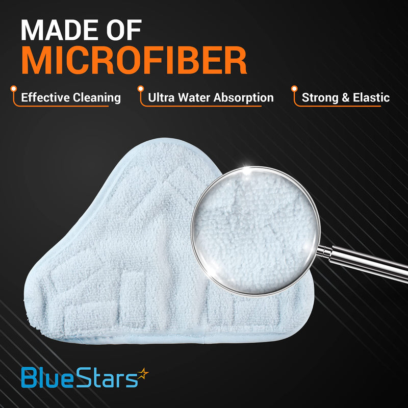 BlueStars 8-Pack H2OX5 Microfiber Steam Mop Pads Replacement for H2O H20 Steam Mop X5 – Washable & Reusable, Exact Fit for H2O X5 Models Pack of 8