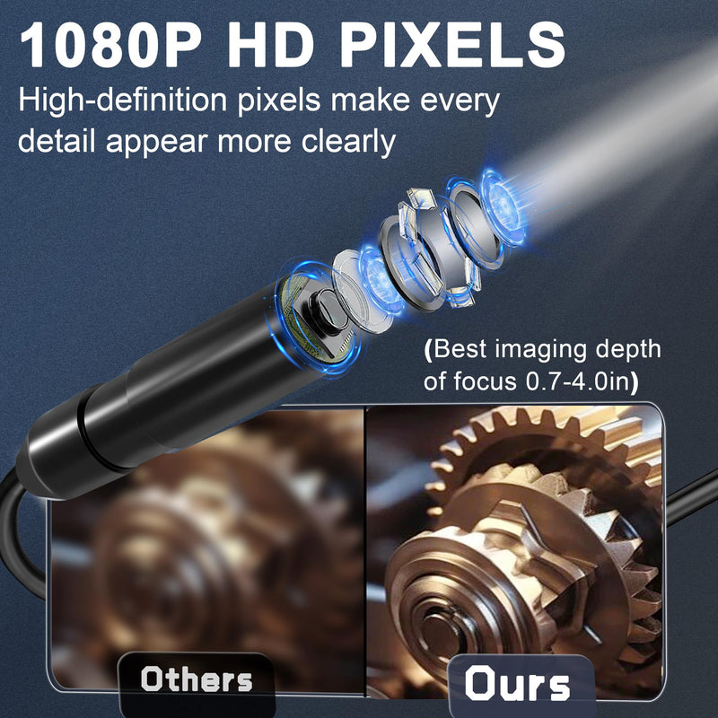 Inspection Endoscope Camera with Light, 1080P HD Borescope Camera with Light, 4.3" IPS Screen, IP67 Waterproof Sewer Camera Borescope, 16.5ft Semi-Rigid Cord Drain Pipe Camera Cool Gadgets Tool
