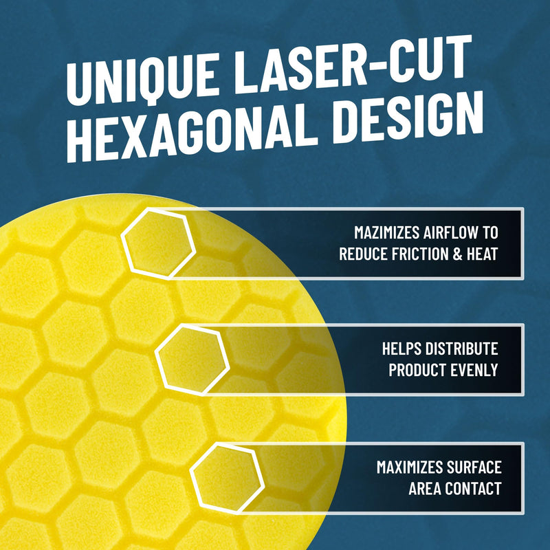 Chemical Guys Hex-Logic 5.5" Quantum Buffing Pad, Yellow 2 Pack - Medium-Heavy Cutting for Paint Correction for Automotive Detailing and Car Care - BUFX111HEX502