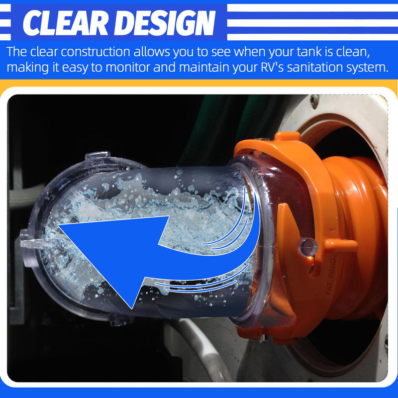 90° Clearview RV Sewer Hose Adapter with 3" Bay Lug - Durable, Leak-Proof Connection 90°