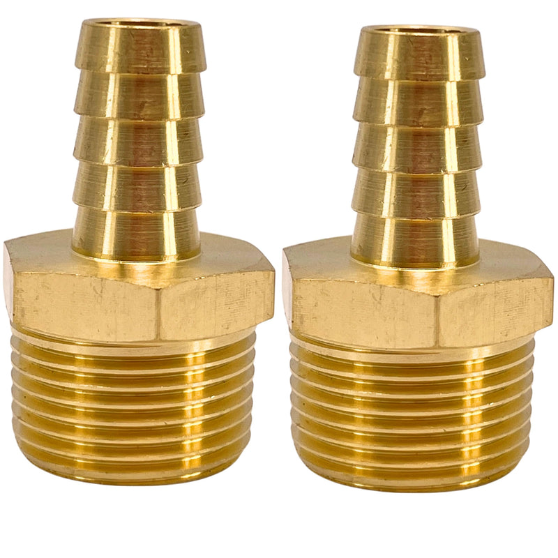 2pcs Brass Hose Barb Pipe Fitting 1/2" Barb x 3/4" NPT Male Adapter Barbed by CX WONDERLAND
