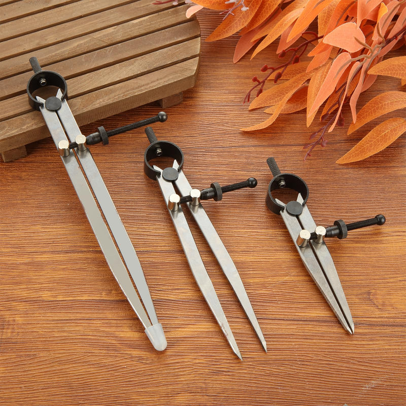 3 Pack Adjustable Spring Wing Divider, 4/6/8 Inch Steel Lockable Divider Wing Compass, Precision Compass Geometry Tool for Drawing Drafting Woodworking Leather Craft