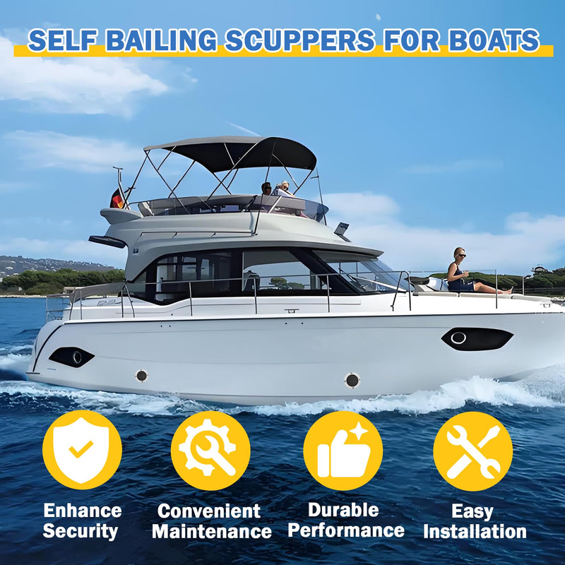 3876-3 Boat Self-Bailing Cockpit Mounted Scupper Valve Kit 2-7/8 inch Rubber Flapper Valve and Gasket Boat Scupper Flapper Self Bailing Valve Flush Mount Scupper Adapter with Retainer Ring and Screws 4 Pack