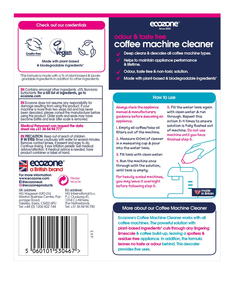 Ecozone Coffee Machine Cleaner & Descaler (500ml)