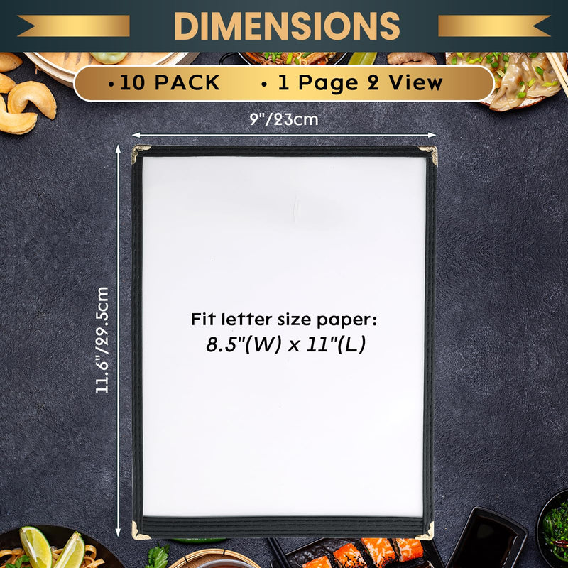 8.5 x 11 Inch Menu Covers, 10 Pack 1 Page 2 View Menu Sleeves Clear View Menu Holder for Kitchen, Restaurant Supplies, Drink, Wine Menu