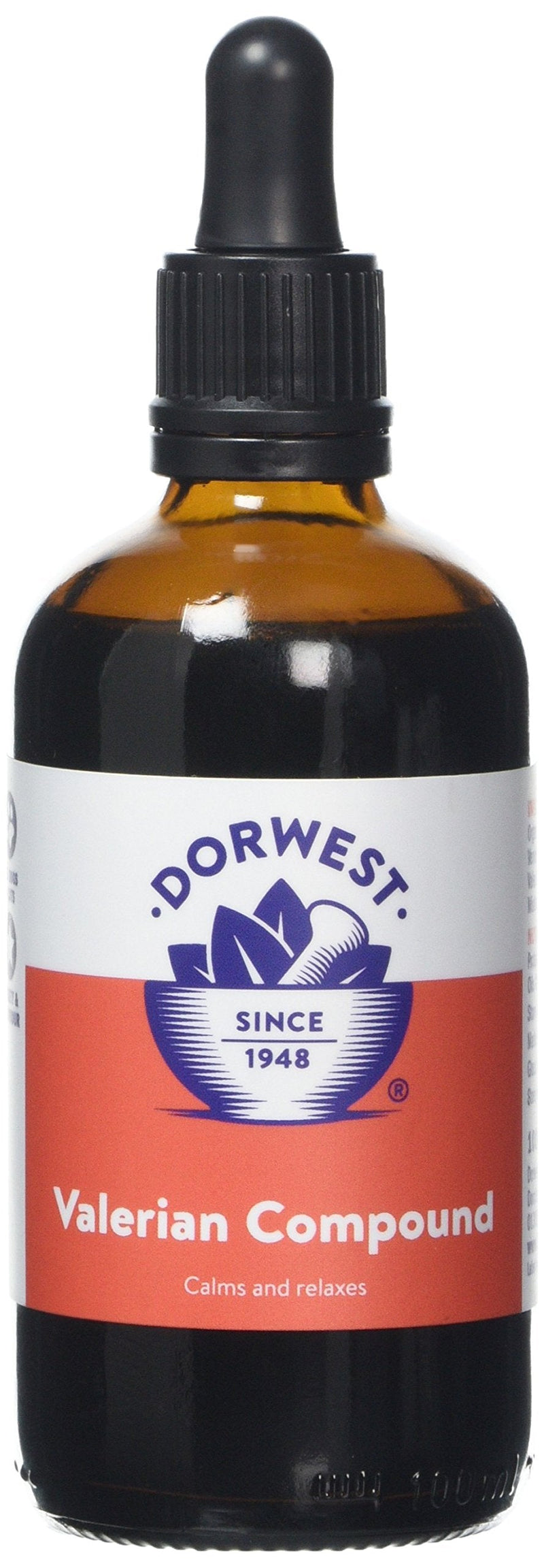 Dorwest Valerian Compound for Dogs and Cats, 100ml & Scullcap & Valerian Calming Tablets for Dogs and Cats, 200 Tablets, Non-Drowsy, Light Yellow Tablet, 14DOR017 + Scullcap & Valerian - PawsPlanet Australia