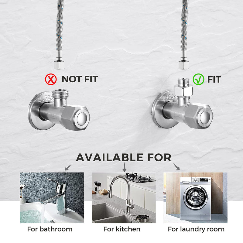 Water Line Adapter, 4 PCS Pipe Fittings in 1/2" Female to 3/8" Male Reducer Adapter, Compression Fitting for Kitchen Bathroom Faucet Supply Hose, Stop Valve Adapter, Pipe Connector With Rubber Washer