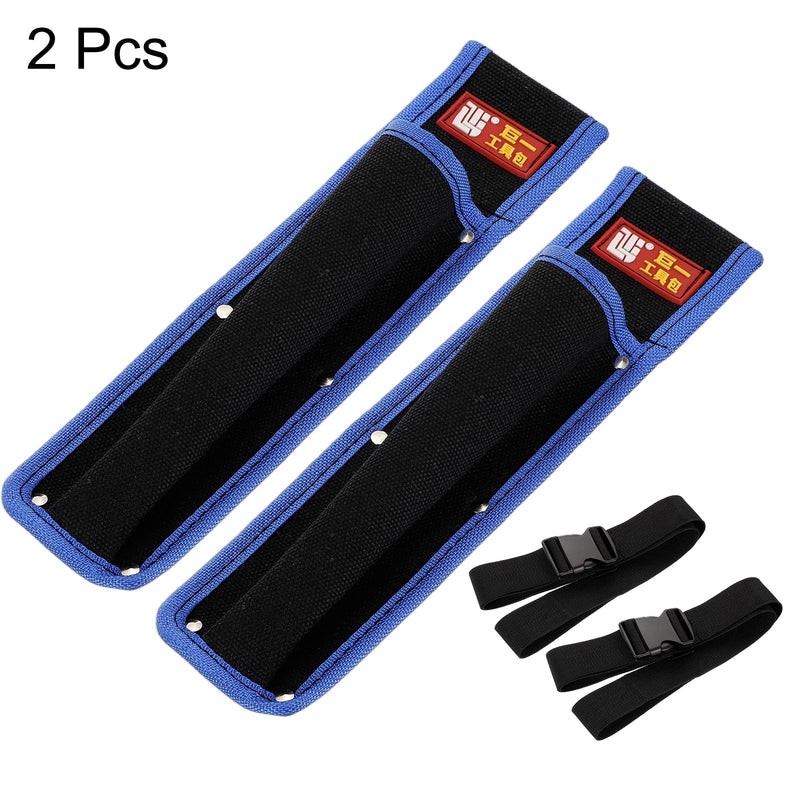 HARFINGTON 2pcs Welding Rod Pouch 12.26" x 3.15" x 9.45" Canvas Welding Rod Bag Leather Electrode Holder with Waist Belt Rivet Reinforcement for Storage Welding Tools, Black Blue 12.26" x 3.15" x 9.45"