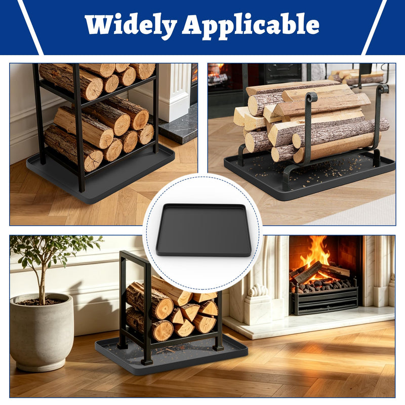Firewood Debris Tray for Firewood Rack Indoor, 23.6" x 19.7" Fireplace Tray, Non-Slip Wood Debris Pan for Log Holder, Fireplace Accessories, Collect Wood Chips, Protect The Floor