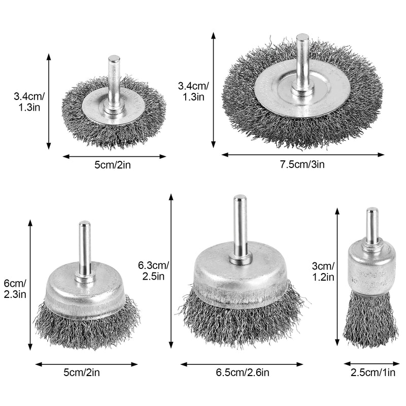 Wire Brush for Drill, Wire Wheel Brush Cup Set, Wire Wheel for Drill 0.012 Carbon Steel Wire, Drill Wire Brush for Drill 1/4 Inch Arbor for Cleaning Rust, Stripping and Drill Attachment Round