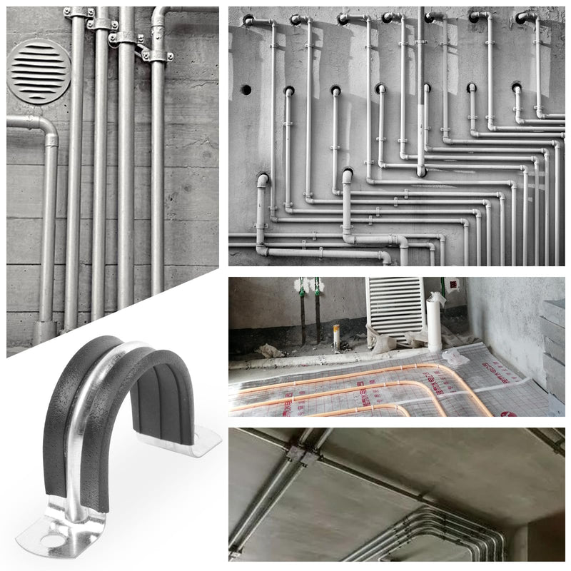 1 Inch Reinforced Rigid Pipe Strap, 2 Holes U Bracket Cable Clamp Hanger, Rubber Cushioned Insulated Clamp, Conduits Strap Clamps for Pipe Fixing on Various Surfaces, 10 PCS(25mm) 1 inch（25 mm）10 pcs